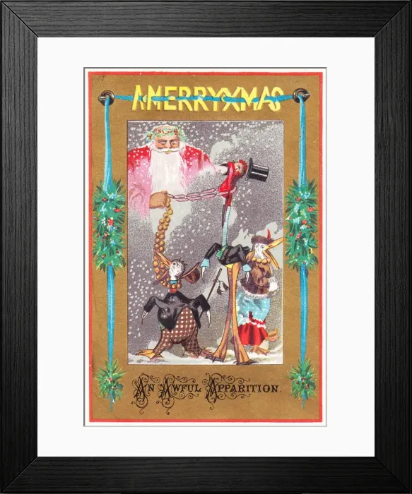 Framed Print : Father Christmas apparition on a Christmas card