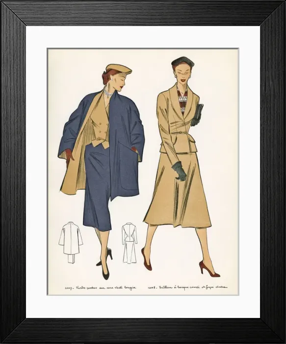 Framed Print : French Fashions - 1950s Framed Print : French Fashions - 1950s
