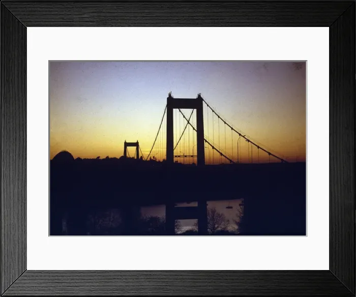Framed Print : Scene at sunset, bridge over the River Tamar, Cornwall Framed Print : Scene at sunset, bridge over the River Tamar, Cornwall