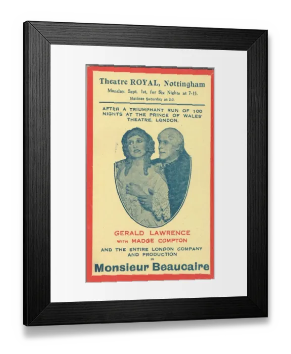 Framed Print : Monsieur Beaucaire by Booth Tarkington & E G Sutherland Framed Print : Monsieur Beaucaire by Booth Tarkington & E G Sutherland