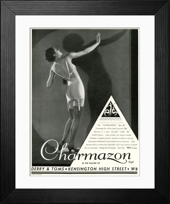 Framed Print : Advert for Charmazon womens underwear 1933 Framed Print : Advert for Charmazon womens underwear 1933