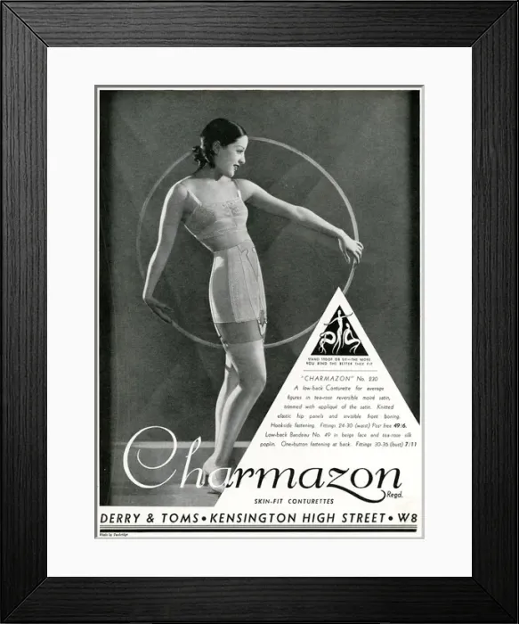 Framed Print : Advert for Charmazon womens underwear 1933 Framed Print : Advert for Charmazon womens underwear 1933