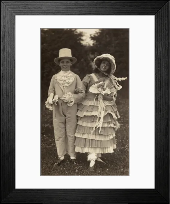 Framed Print : Boy and girl in historical fancy dress costume Framed Print : Boy and girl in historical fancy dress costume