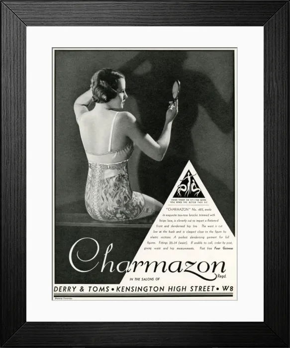 Framed Print : Advert for Charmazon womens underwear 1933 Framed Print : Advert for Charmazon womens underwear 1933