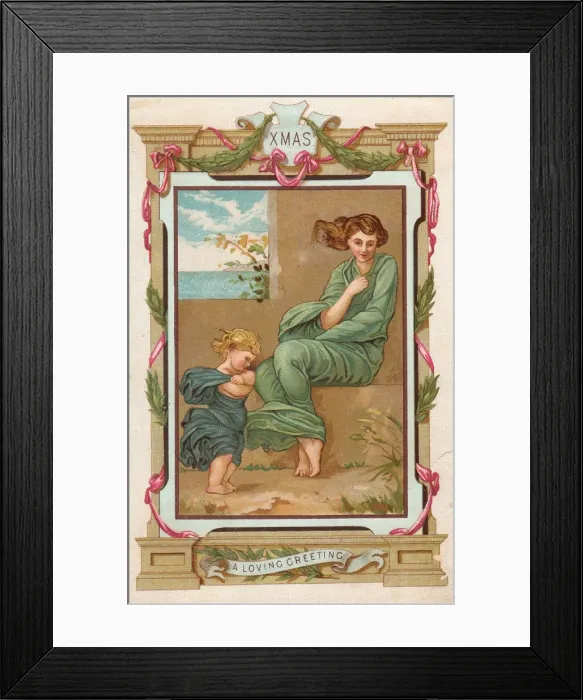 Framed Print : Mother and daughter on a Christmas card Framed Print : Mother and daughter on a Christmas card