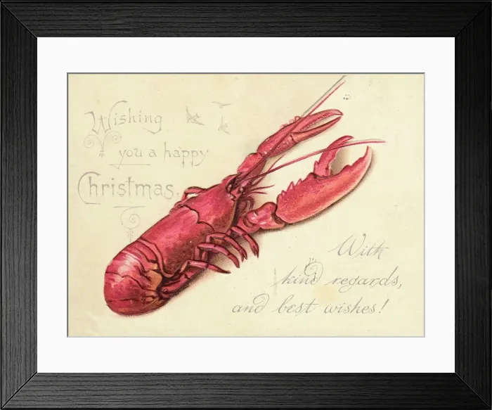 Framed Print : Lobster on a Christmas card Framed Print : Lobster on a Christmas card