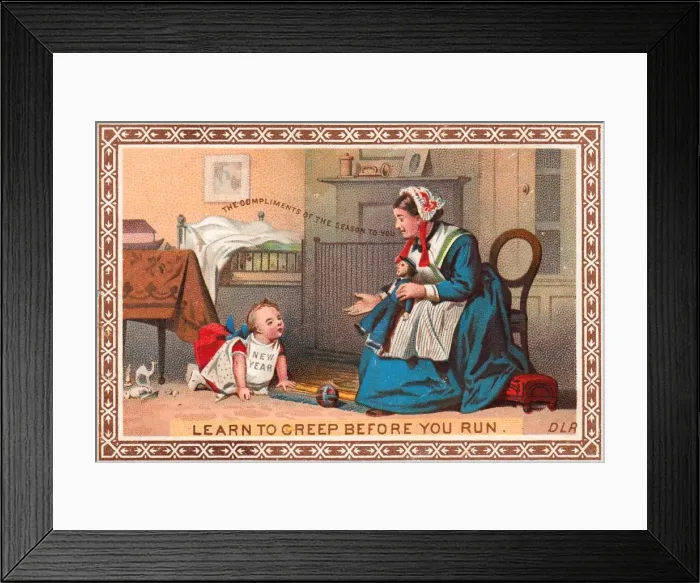 Framed Print : New Year Baby with mother on a New Year card Framed Print : New Year Baby with mother on a New Year card
