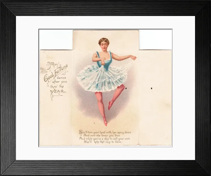 Framed Print : Ballet dancer on a New Year card Framed Print : Ballet dancer on a New Year card