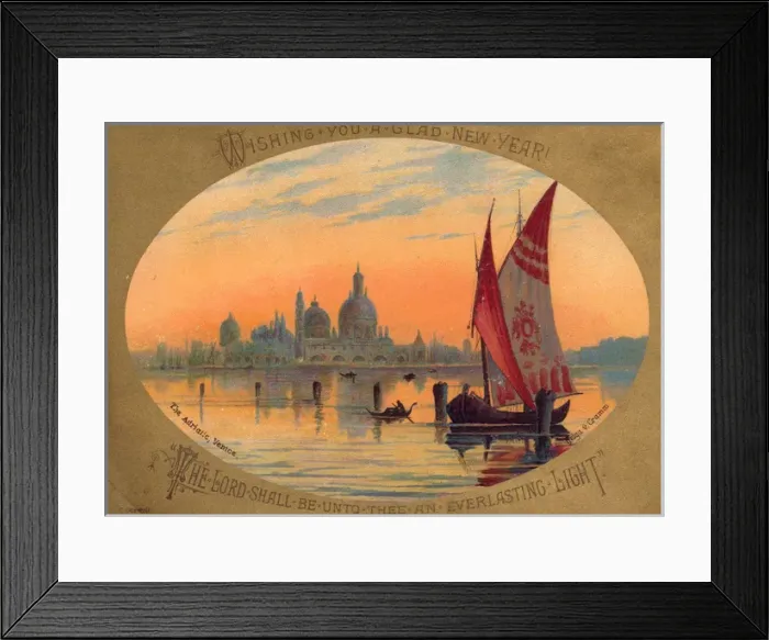 Framed Print : Boats on the Adriatic at Venice on a New Year card Framed Print : Boats on the Adriatic at Venice on a New Year card