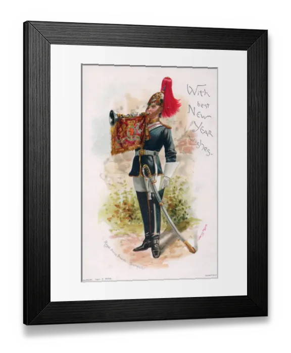 Framed Print : Royal Horse Guards Trumpeter on a New Year card Framed Print : Royal Horse Guards Trumpeter on a New Year card
