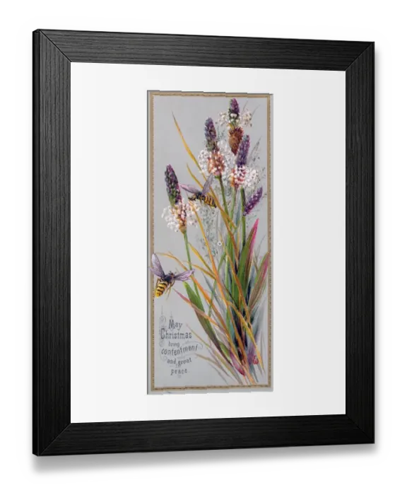 Framed Print : Lavender and a bee on a Christmas card Framed Print : Lavender and a bee on a Christmas card