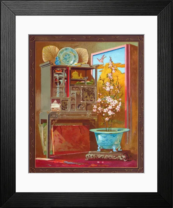 Framed Print : Set of oriental items on a greetings card Framed Print : Set of oriental items on a greetings card
