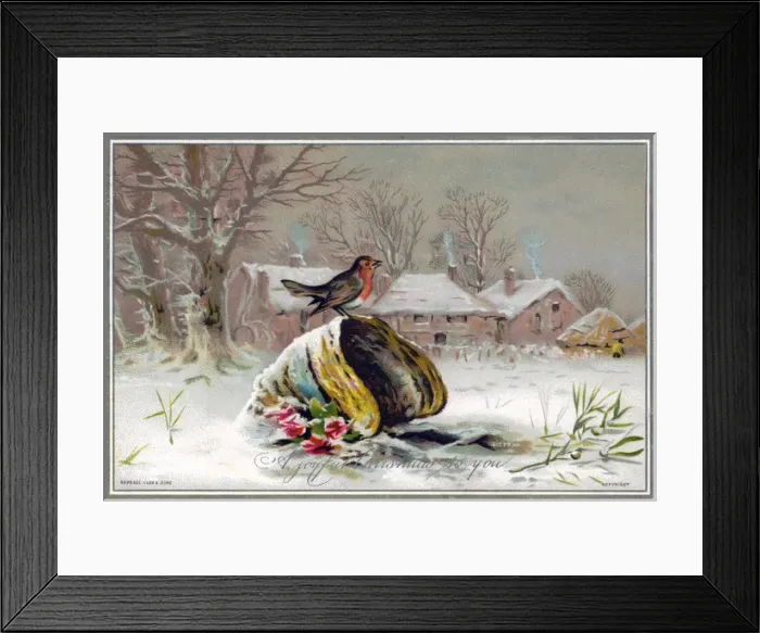 Framed Print : Robin in the snow on a Christmas card Framed Print : Robin in the snow on a Christmas card