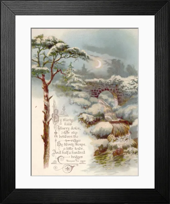 Framed Print : Rural snow scene on a Christmas card Framed Print : Rural snow scene on a Christmas card