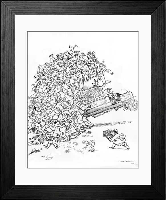 Framed Print : The Buses were not affected by the Strike by H. M. Bateman Framed Print : The Buses were not affected by the Strike by H. M. Bateman