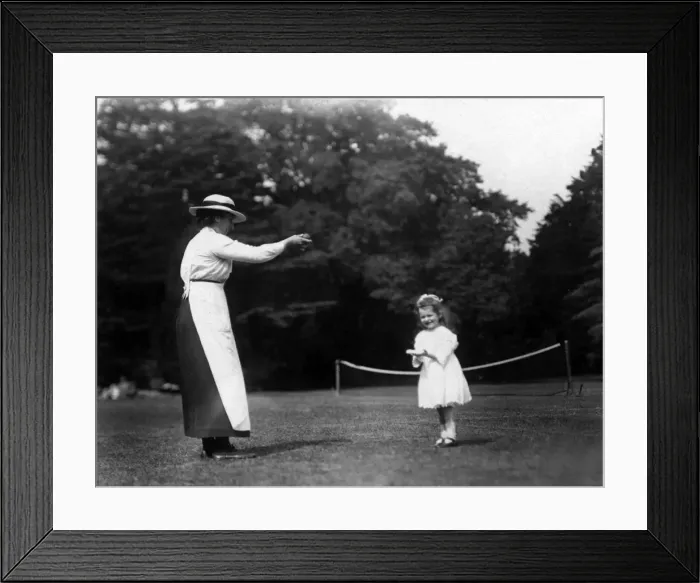 Framed Print : Antoinette Powell-Cotton (1913-1997) with Nanny, Mrs Cook Framed Print : Antoinette Powell-Cotton (1913-1997) with Nanny, Mrs Cook