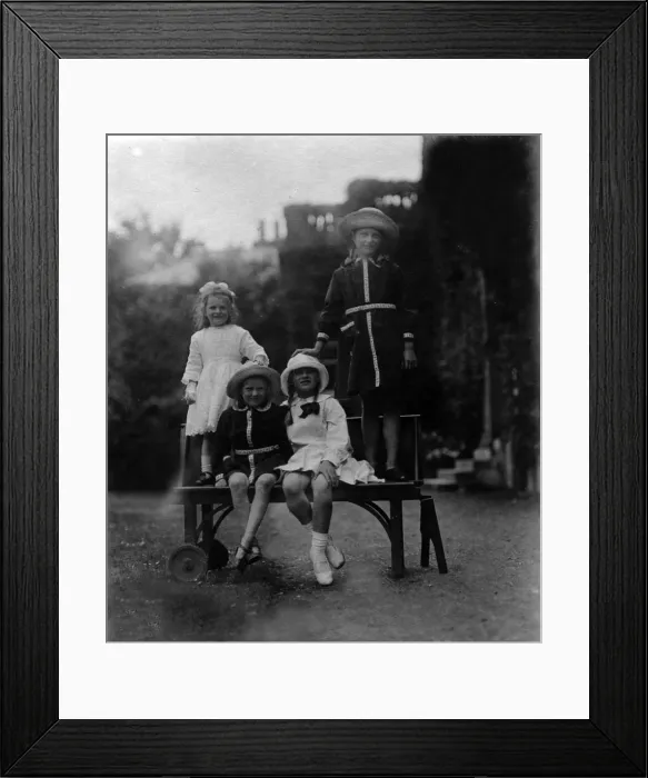 Framed Print : Powell-Cotton daughters and friend Framed Print : Powell-Cotton daughters and friend