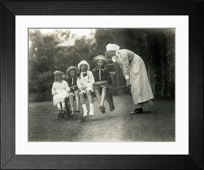 Framed Print : Powell-Cotton daughters and friend Framed Print : Powell-Cotton daughters and friend