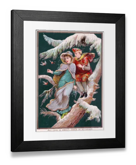 Framed Print : Young couple on a romantic greetings card Framed Print : Young couple on a romantic greetings card