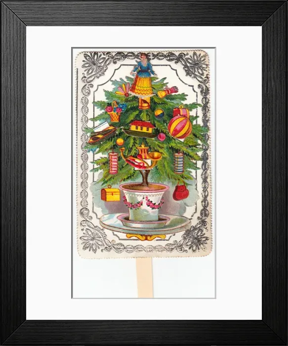 Framed Print : Decorated tree on a Christmas card Framed Print : Decorated tree on a Christmas card