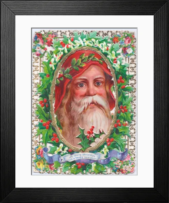 Framed Print : Santa Claus on a Christmas and New Year card Framed Print : Santa Claus on a Christmas and New Year card