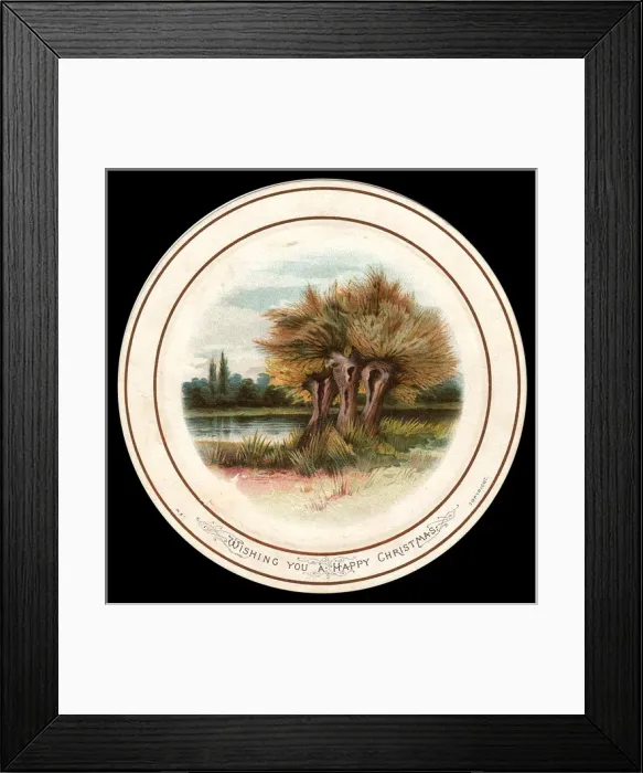 Framed Print : Trees by the waterside on a Christmas card Framed Print : Trees by the waterside on a Christmas card