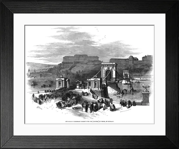 Framed Print : Stupendous suspension bridge over the Danube