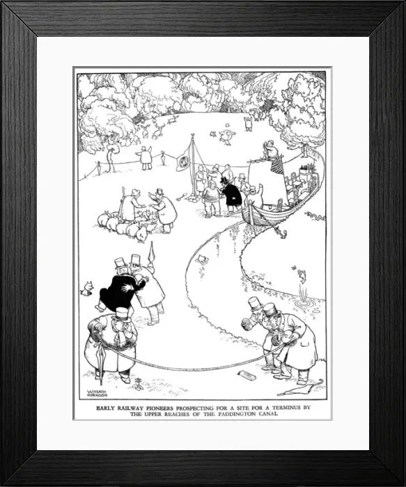Framed Print : Illustration, Railway Ribaldry by W Heath Robinson Framed Print : Illustration, Railway Ribaldry by W Heath Robinson