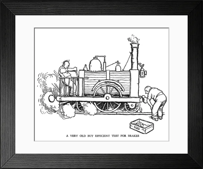 Framed Print : Vignette illustration, Railway Ribaldry by W Heath Robinson Framed Print : Vignette illustration, Railway Ribaldry by W Heath Robinson
