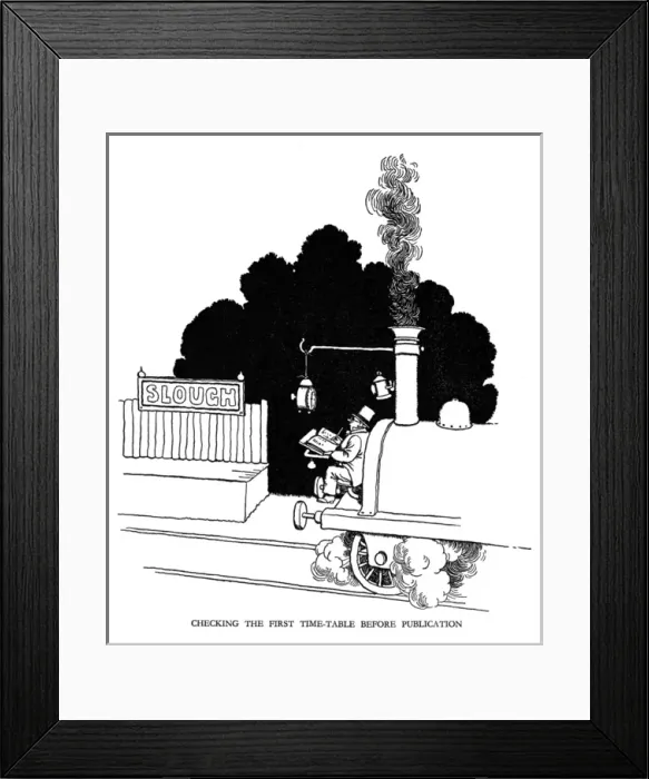 Framed Print : Vignette illustration, Railway Ribaldry by W Heath Robinson Framed Print : Vignette illustration, Railway Ribaldry by W Heath Robinson