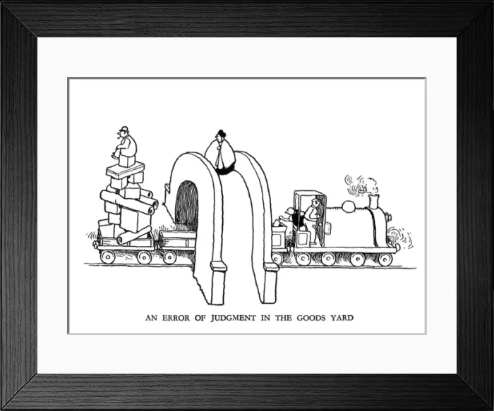 Framed Print : Vignette illustration, Railway Ribaldry by W Heath Robinson Framed Print : Vignette illustration, Railway Ribaldry by W Heath Robinson