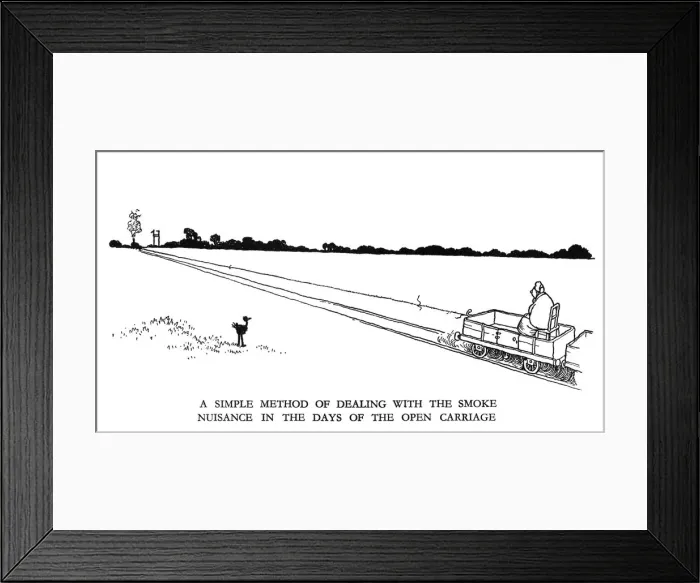 Framed Print : Vignette illustration, Railway Ribaldry by W Heath Robinson Framed Print : Vignette illustration, Railway Ribaldry by W Heath Robinson