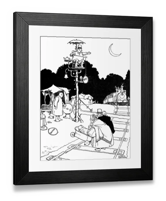 Framed Print : Illustration, Railway Ribaldry by W Heath Robinson Framed Print : Illustration, Railway Ribaldry by W Heath Robinson