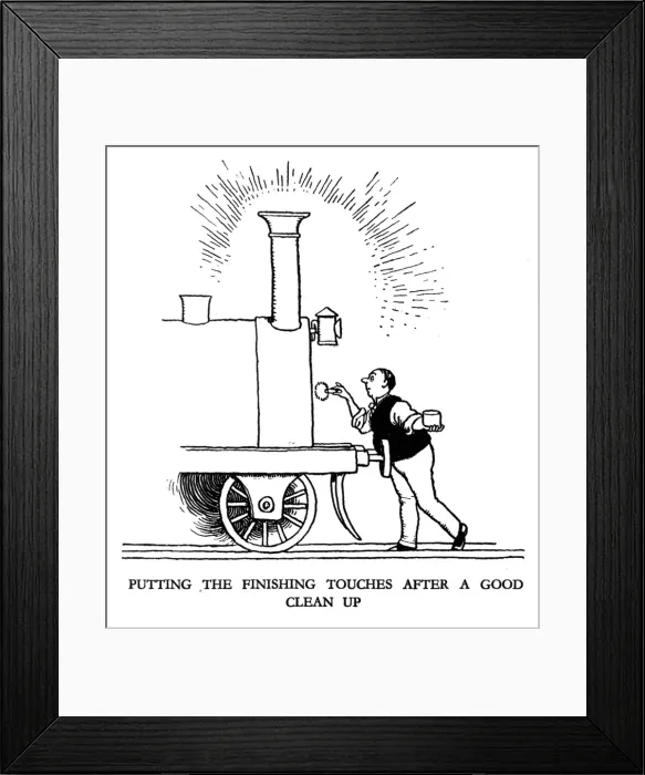 Framed Print : Vignette illustration, Railway Ribaldry by W Heath Robinson Framed Print : Vignette illustration, Railway Ribaldry by W Heath Robinson