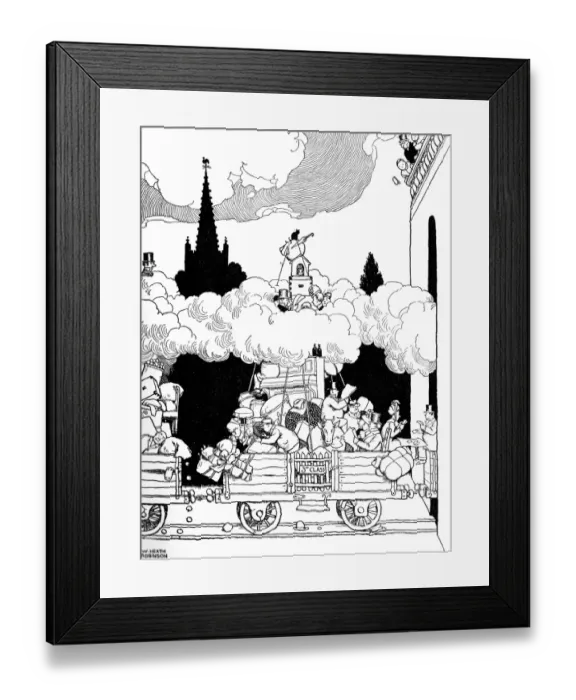 Framed Print : Illustration, Railway Ribaldry by W Heath Robinson Framed Print : Illustration, Railway Ribaldry by W Heath Robinson