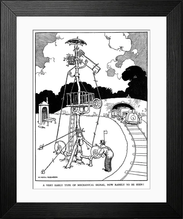 Framed Print : Illustration, Railway Ribaldry by W Heath Robinson Framed Print : Illustration, Railway Ribaldry by W Heath Robinson
