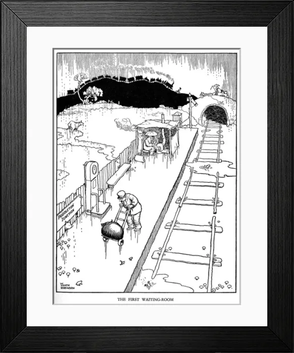 Framed Print : Illustration, Railway Ribaldry by W Heath Robinson Framed Print : Illustration, Railway Ribaldry by W Heath Robinson