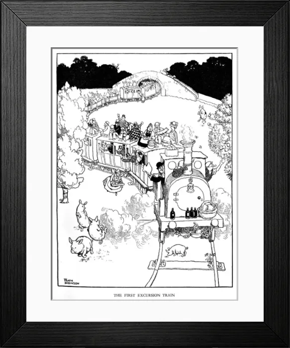 Framed Print : Illustration, Railway Ribaldry by W Heath Robinson Framed Print : Illustration, Railway Ribaldry by W Heath Robinson