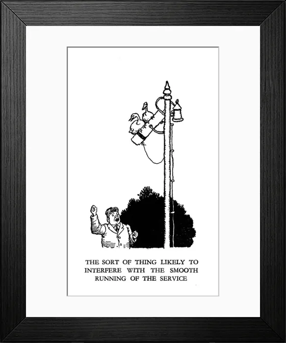 Framed Print : Vignette illustration, Railway Ribaldry by W Heath Robinson Framed Print : Vignette illustration, Railway Ribaldry by W Heath Robinson