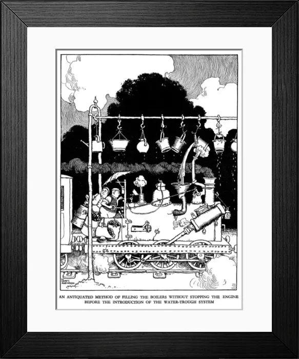 Framed Print : Illustration, Railway Ribaldry by W Heath Robinson Framed Print : Illustration, Railway Ribaldry by W Heath Robinson
