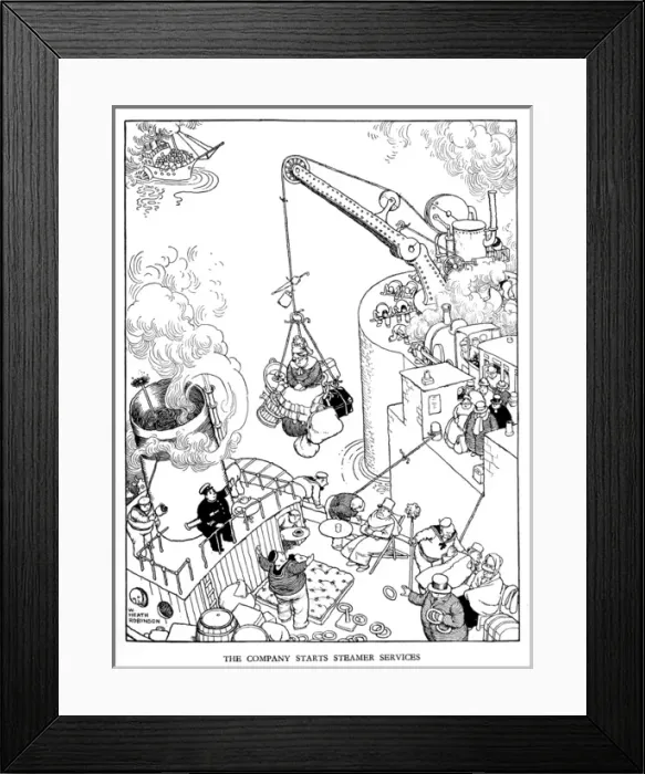 Framed Print : Illustration, Railway Ribaldry by W Heath Robinson Framed Print : Illustration, Railway Ribaldry by W Heath Robinson