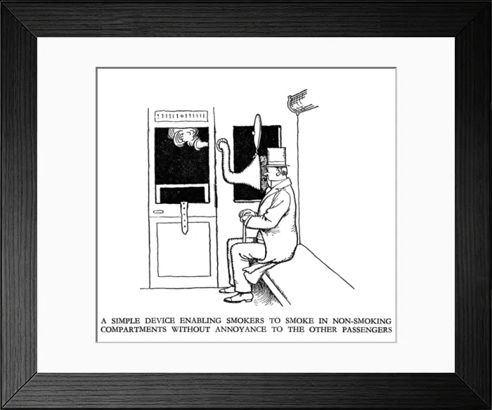 Framed Print : Vignette illustration, Railway Ribaldry by W Heath Robinson Framed Print : Vignette illustration, Railway Ribaldry by W Heath Robinson