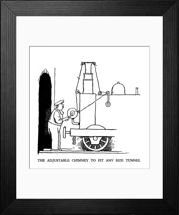 Framed Print : Vignette illustration, Railway Ribaldry by W Heath Robinson Framed Print : Vignette illustration, Railway Ribaldry by W Heath Robinson