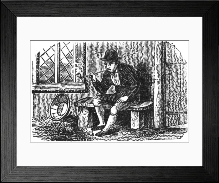 Framed Print : Man smoking a clay pipe, c. 1800 Framed Print : Man smoking a clay pipe, c. 1800