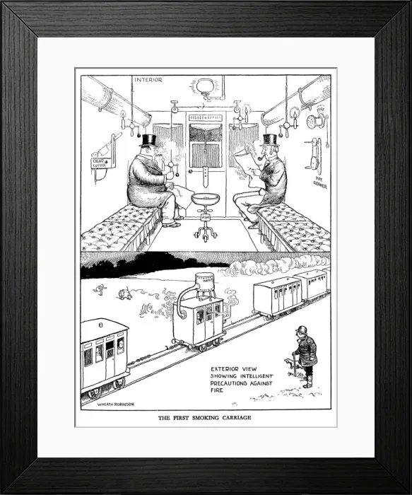 Framed Print : Illustration, Railway Ribaldry by W Heath Robinson Framed Print : Illustration, Railway Ribaldry by W Heath Robinson