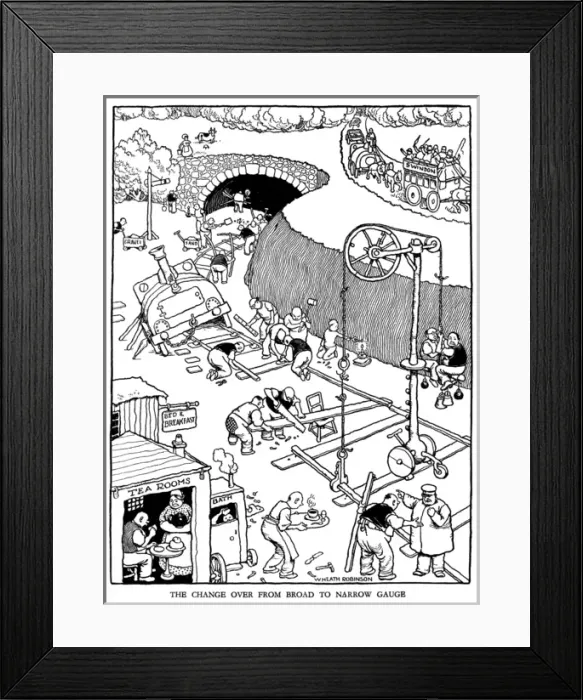 Framed Print : Illustration, Railway Ribaldry by W Heath Robinson Framed Print : Illustration, Railway Ribaldry by W Heath Robinson