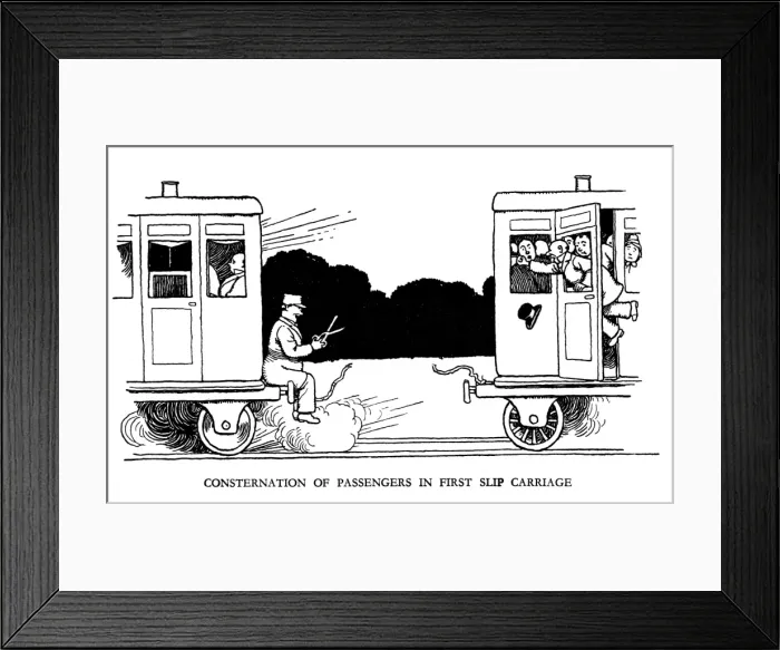 Framed Print : Vignette illustration, Railway Ribaldry by W Heath Robinson Framed Print : Vignette illustration, Railway Ribaldry by W Heath Robinson