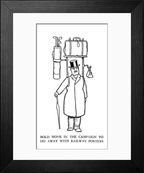 Framed Print : Vignette illustration, Railway Ribaldry by W Heath Robinson Framed Print : Vignette illustration, Railway Ribaldry by W Heath Robinson