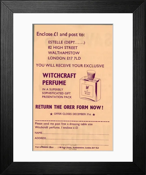Framed Print : Witchcraft Perfume order form Framed Print : Witchcraft Perfume order form