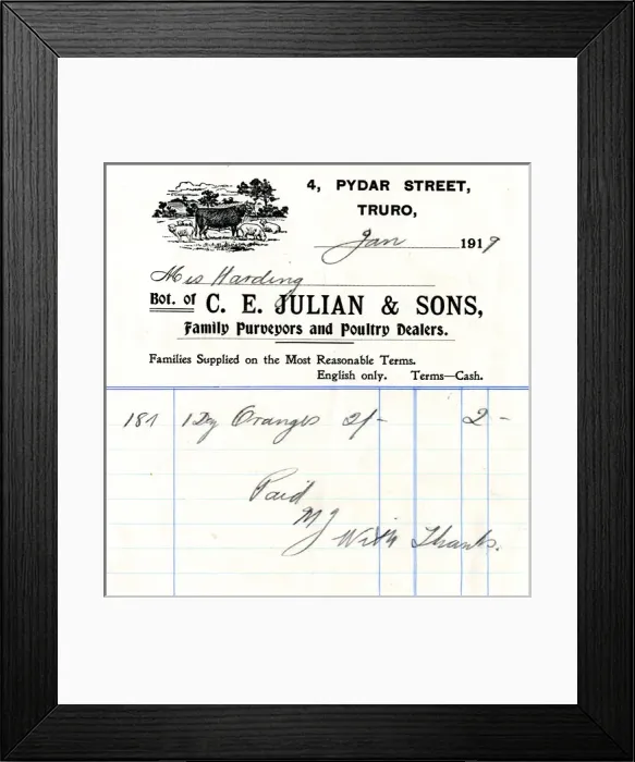 Framed Print : Stationery, C E Julian & Sons, Truro, Cornwall Framed Print : Stationery, C E Julian & Sons, Truro, Cornwall